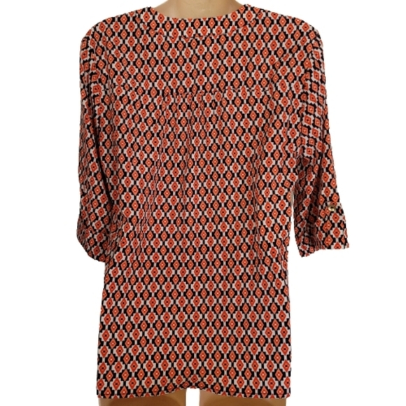Francesca's Alna Be Geometric Split Neck 3/4 Sleeve Blouse Size Women's Small - Picture 2 of 11